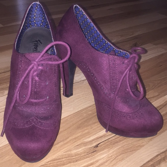 FIONI Clothing Shoes - Fioni Burgundy Lace Up High Heel Booties Size 7.5